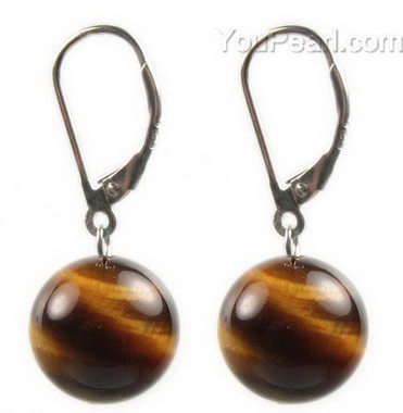 thumbnail image 2 of Handmade Natural Yellow Tiger's Eye Gemstone Dangle Earrings – 6-12mm Round, Leverback, AAA Quality 2 of 5