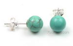 Turquoise gemstone stud earrings on sale, 6mm round