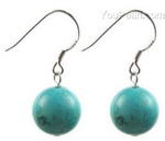 Turquoise gemstone drop earrings wholesale, 12mm round
