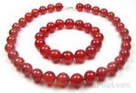 Carnelian natural gem jewelry set for sale online, 12mm round