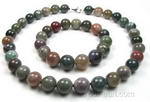 Indian agate natural gemstone jewelry set on sale, 12mm round