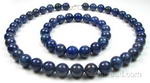 Lapis lazuli gem beaded necklace & bracelet set buy bulk, 10mm round