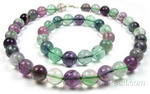 Rainbow fluorite gem stone necklace n bracelet on sale, 12mm round