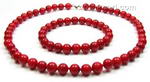 Red coral gemstone necklace & bracelet set jewelry supplies, 8mm round