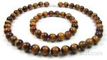 Tiger eye natural necklace & bracelet buy direct, 10mm round