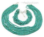 12 strands seed round turquoise choker necklace & bracelet on sale