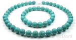 Turquoise gem necklace & bracelet jewelry set supplies, 10mm round