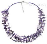 Amethyst quartz natural gem chip multi-strand tincup necklace on sale