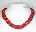 Carnelian gemstone double strand necklace on sale, 8mm round faceted