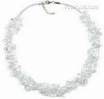 Crystal quartz natural gem multi-strand tin cup necklace for sale