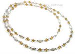 Yellow crystal and white nugget pearl rope necklace discount sale