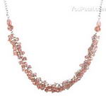 Pink crystal necklace on sale, 6mm facted beads