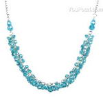 Blue crystal necklace wholesale, 6mm facted beads