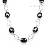 Black crystal rope necklace factory direct, 20x25mm facted beads