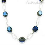 Blue crystal rope necklace wholesale, 20x25mm facted beads