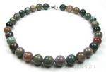 Indian agate natural gemstone necklace on sale, 12mm round