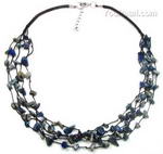 Lapis lazuli natural gem multi-strand tincup necklace discounted sale