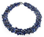 Natural lapis lazuli gemstone multi-strand necklace on sale