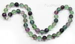 Rainbow fluorite natural gem stone necklace for sale, 8mm round