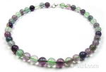 Rainbow fluorite gem stone necklace wholesale, 10mm round