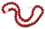 Red coral gem beaded necklace discounted sale, 8mm round