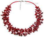 Red coral gem multi-strand tin cup necklace factory direct buy