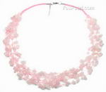 Rose quartz natural gem multi-strand tincup necklace whole sale online