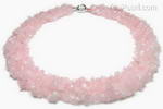 Natural rose quartz gem multi-strand necklace factory direct buy