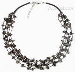 Smoky quartz gem multi-strand tin cup necklace bulk sale