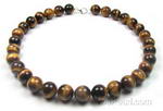 Tiger eye natural necklace for sale, 12mm round