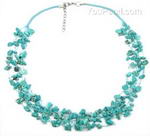 Turquoise greenish-blue multistrand tincup gemstone necklace buy bulk