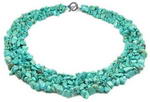 Natural greenish-blue turquoise multi-strand gemstone necklace bulk sale