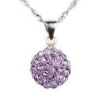 Crystal ball amethyst color silver pendant on sale, 12mm round