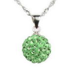 Crystal ball peridot color silver pendant on sale, 12mm round