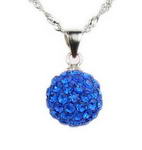 Crystal ball sapphire color silver pendant for sale, 12mm round