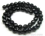 Black onyx, 8mm round faceted, natural gemstone beads wholesale