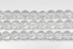 Crystal quartz, 6mm round faceted, natural gem beads strand on sale