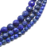 Lapis lazuli, 10mm round faceted, gemstone beads craft supplies