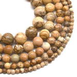 Picture jasper, 12mm round, natural gem beads craft supplies