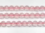 Rose quartz, 6mm round faceted, natural pink gem beads strand bulk sale