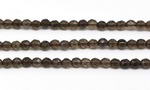 Smoky quartz, 4mm round faceted, natural gemstone beads wholesale