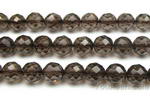 Smoky quartz, 8mm round faceted, natural gemstone beads wholesale