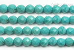 Turquoise, 6mm round faceted, natural gemstone beads manufacturer sale