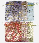 Transparent rectangle silk organza pouch bulk sale, 12 pcs
