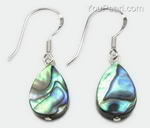 Paua/abalone shell earrings, laminated teardrop earrings on sale, 9x13mm