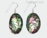 Abalone/paua shell earrings factory direct buy, sterling silver, 15x20mm
