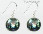 Paua/abalone shell earrings, mosaic inlaid shell bead on sale, 14-15mm