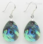 Paua/abalone teardrop shell earrings on sale, 925 silver, 19x25mm