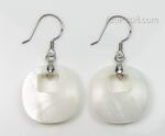 Square white MOP shell discounted earrings sale, 925 silver, 20mm