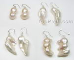 Free form freshwater blister pearl 925 silver shell earrings online wholesale